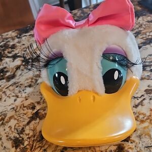 Disney Daisy Duck Hat with Pink Bow White Fur Yellow Beak. Vintage 1980's.